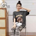 パジャマ レディース かわいい 和風 GP パジャマ レディース 夏 綿 大きいサイズ 半袖 ズボン カジュアル かわいい 胸 パッド 付き 家 着 スーツ