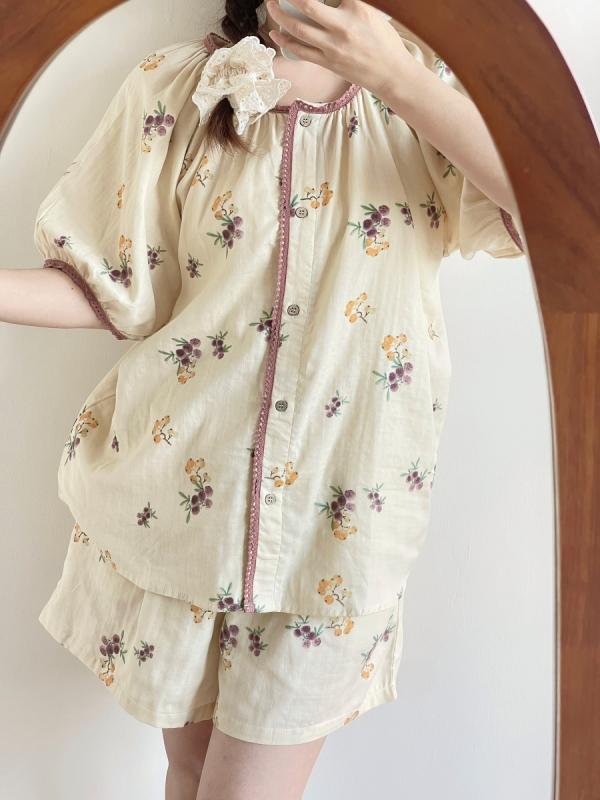 もこもこ ルームウェア 暖かい かわいい パジャマ　レディース　かわいい チャイナ風 ビワの 二 重層 ..