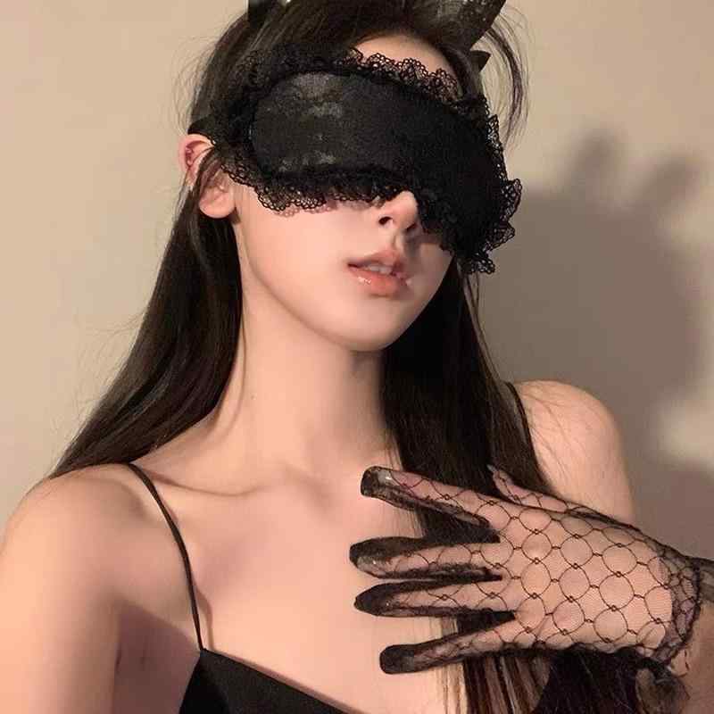 かわいい おしゃれ 睡眠グッズ 快眠グッズ ナイトマスク 快適 アイマスク　睡眠　遮光 黒 レースの ア..