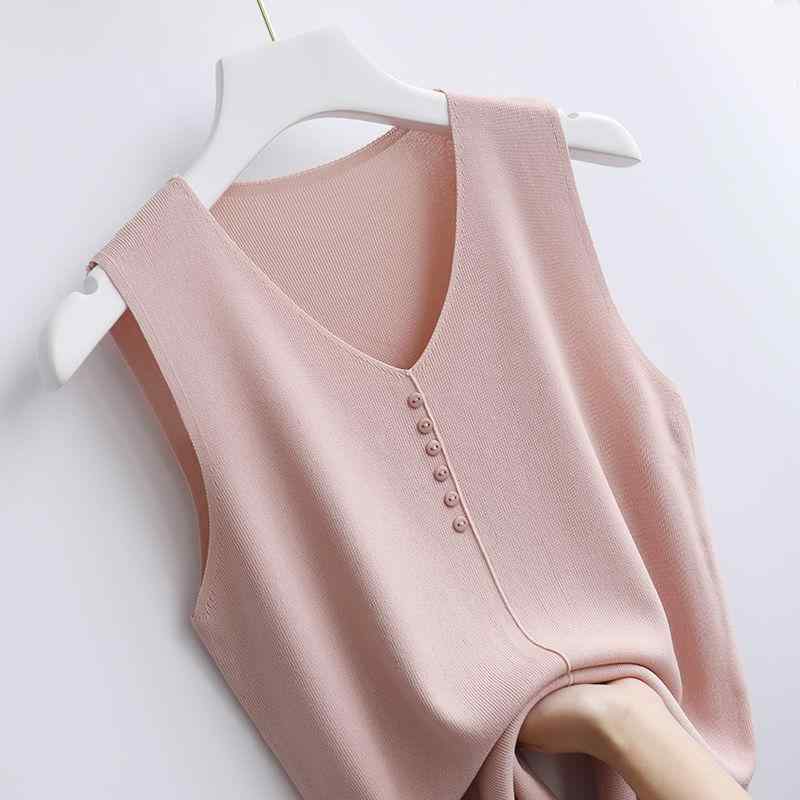 シンプル ベーシック ストレッチ カジュアル きれいめ Vネック　トップス　レディース 冷感 ニットキャ..