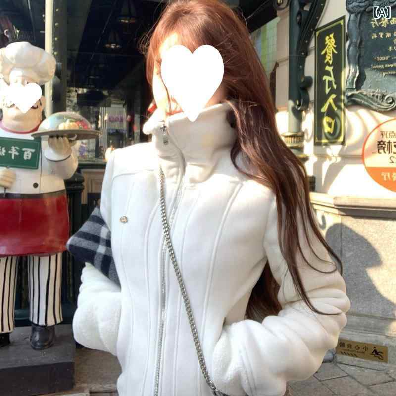 レディース パーカー ジップパーカー トップス 長袖 無地 な ! ! !【 美 白 カーディガン】 優しい ハイネック ジッパー トレーナー 女性 韓国 スリム ジャケット