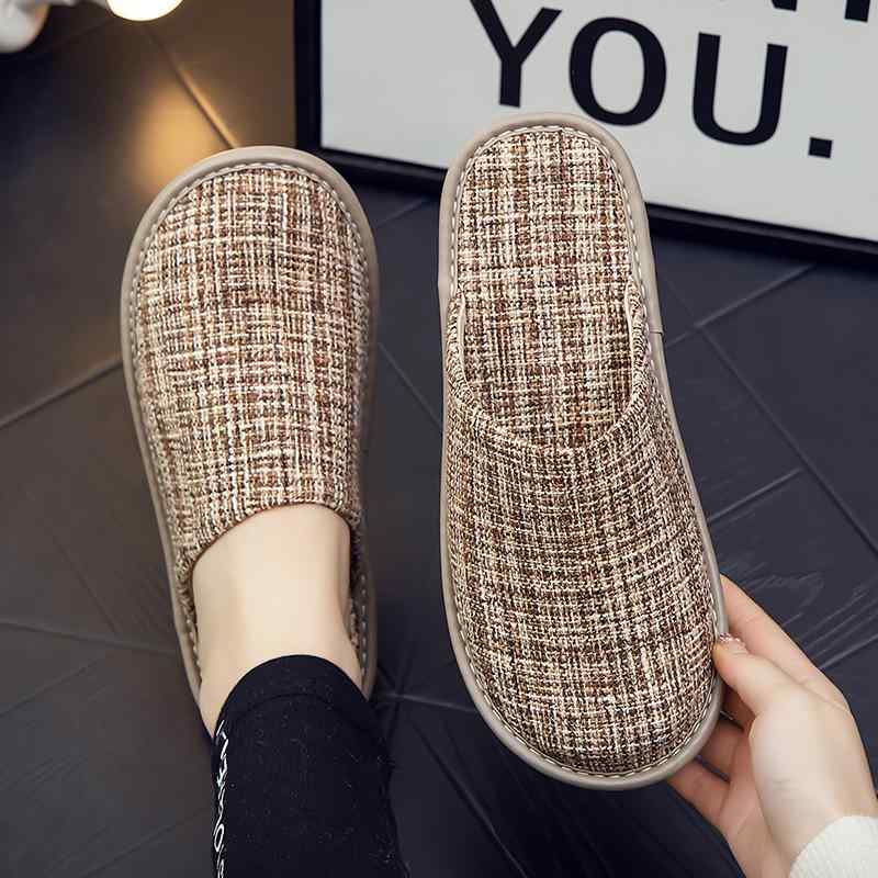 滑り止め ソフトボトム クッション スリッパ　シューズ　カジュアル 春秋 家庭用 布 スリッパ 男女兼用 室内 滑り止め 床 柔らかい 底 オール シーズン 綿 韓国