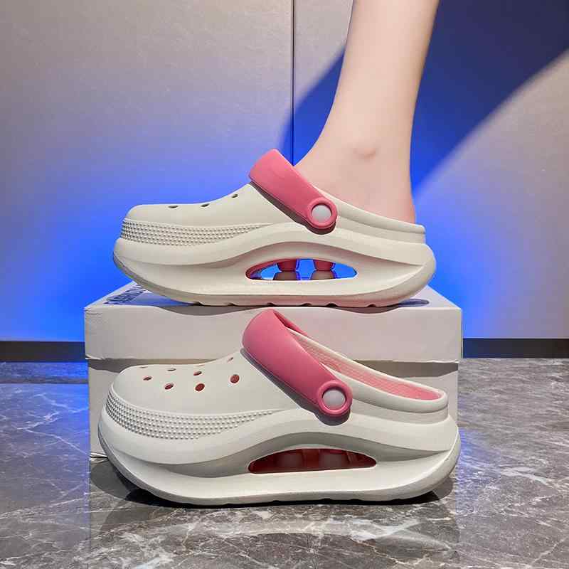 滑り止め ソフトボトム クッション スリッパ　シューズ　カジュアル 2025夏の レディース ホール シューズ 新 ソフト ソール つま先 閉じた スリッパ アウトドア 滑り止め 厚底 身長 アップ ビーチ