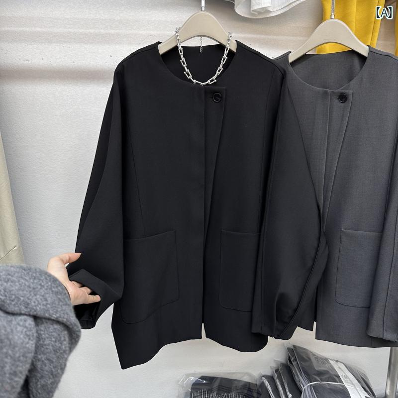 洗える ウォッシャブル オールシーズン ビジネス　スーツ　ジャケット ジャケット レディース 2025 春と 韓国 商品 大きいサイズ ワイド スプライシング ミディアム ロング カジュアル スーツ