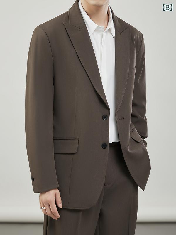 洗える ウォッシャブル オールシーズン ビジネス　スーツ　ジャケット メンズ シルエット スーツ やや ワイドで ゆったり ハイエンドの ドレープ 2 ボタン カジュアル ジャケット