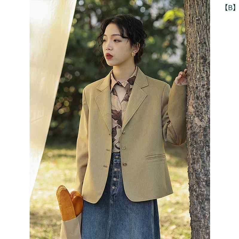洗える ウォッシャブル オールシーズン スーツ　ジャケット　カジュアル 小さい スーツ ジャケット レディーススーツ トップスの カジュアル 2025 春 ショート スタイル コールド ハイエンド