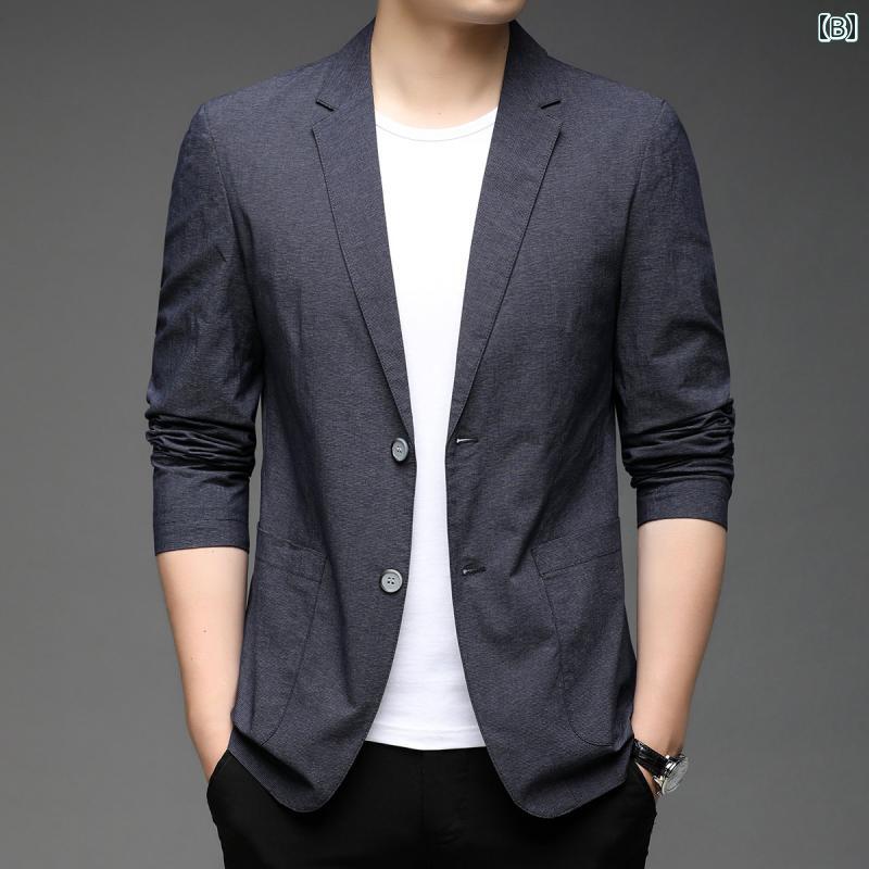 洗える ウォッシャブル オールシーズン スーツ　ジャケット　カジュアル 春秋 綿の 小さい スーツ メンズ 韓国 ビジネス カジュアル シングル コート ジャケット