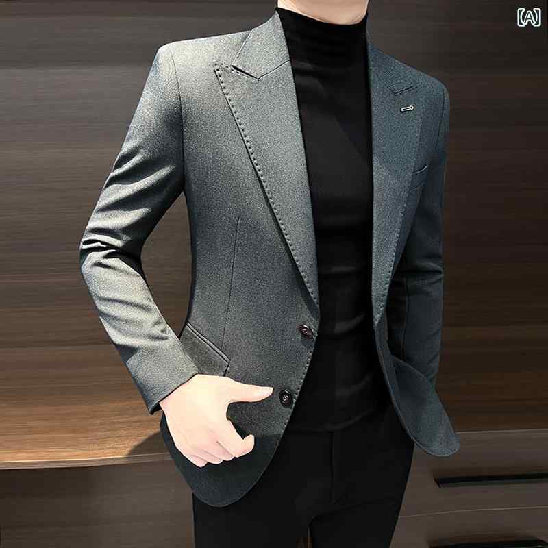 洗える ウォッシャブル オールシーズン ビジネス　スーツ　ジャケット スーツ ジャケット メンズ 春秋 メンズトップス 2025年 スリムフィット ハイエンド カジュアル ワンピース