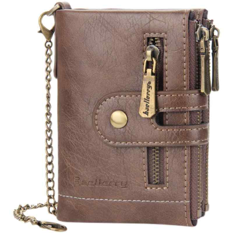 軽量 多機能 財布　カードケース　レザー メンズショート ウォレット 韓国 レトロ ダブル ジッパー 紙幣 クリップ小銭入れ 無地 水平 マルチ カードスロット 財布