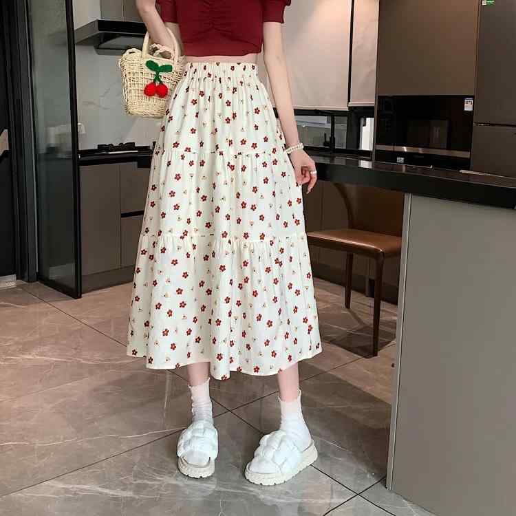 フレアスカート 花柄スカート aラインスカート ふんわり スカート　レディース　花柄 夏用の レディース 大判 花柄 aライン スカート 太め mm 2300 キャティ ゆったり ミディアム ロング スタイル ヒップ カバー ハイウエスト ラージ スイング