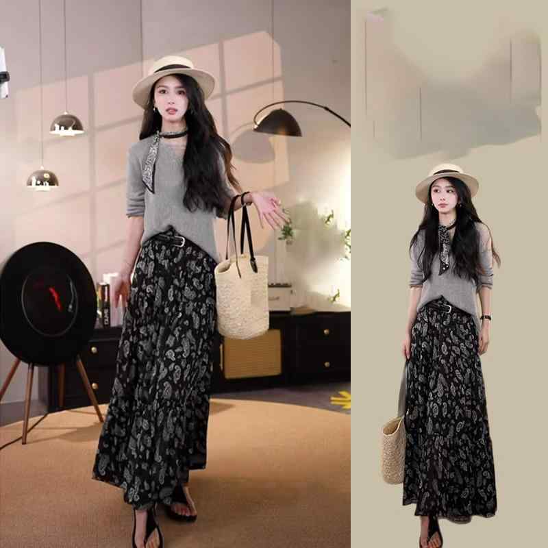 花柄スカートふんわり 裏地付き キレイめ カジュアル 花柄　スカート　レディース 女性用 レトロ カシュー フラワースカート 大きいサイズ 春の新 スタイル 休日 aライン ロング スカート スリム