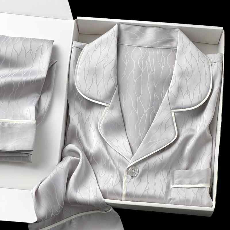 おしゃれ 肌に優しい 快適 メンズ　パジャマ　上下 Coy Kiss シルクパジャマ メンズ 大きいサイズ 春秋 シンプル ハイエンド ビッグ スタイル ホームウェア ギフト ボックス セット