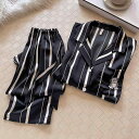 おしゃれ 肌に優しい 快適 ルームウェア メンズ パジャマ 上下 シルクパジャマ レディース 春秋 夏 長袖 カップル 高級 ストライプ ホームウェア 桑 シル...