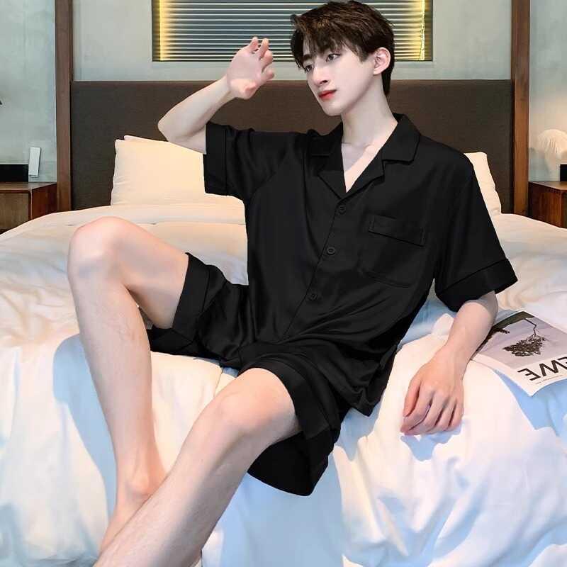 おしゃれ 肌に優しい 快適 ルームウェア メンズ　パジャマ　上下 高級 パジャマ メンズ 夏 シルク 半袖 ショート パンツ 冷感 薄手 ホームウェア 大きいサイズ スーツ