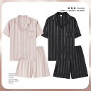 おしゃれ 肌に優しい 快適 ルームウェア メンズ パジャマ 上下 南極 カップル ストライプ パジャマ 夏 冷感 半袖 ショーツ レディース ホーム 服 黒 メ...