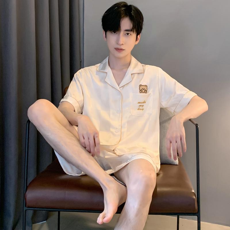 おしゃれ 肌に優しい 快適 ルームウェア メンズ　パジャマ　上下 パジャマ メンズ 夏 薄手 氷 シルク ..