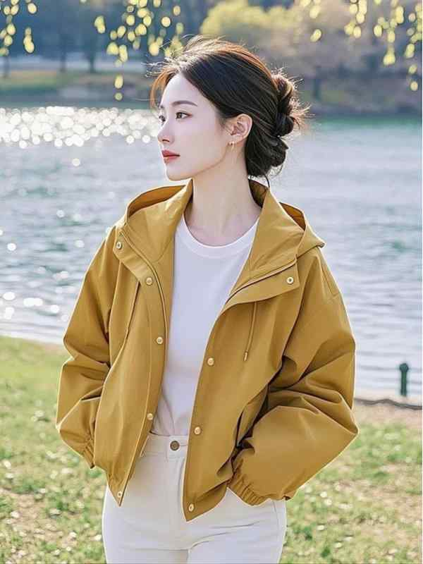 韓国 女性ジャケット おしゃれ きれいめ シンブル 体型カバー レディース　コート　ジャケット 2025 春秋 レディースファッション かっこいい 黄色の ジャケット 小さめ ショート カジュアル