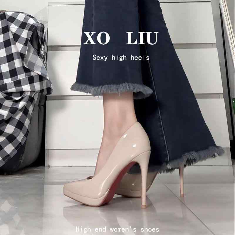 楽天バランスケア　楽天市場店靴 美脚 歩きやすい ウエディングシューズ ブライダルシューズ ハイヒール　シューズ　レディース 疲れにくい 防水の ある 靴 底 ハイヒール 先の 尖った スティレット ヒール 2025年 ブラック パテントレザー セクシーで 万能な プロ シングル シューズ