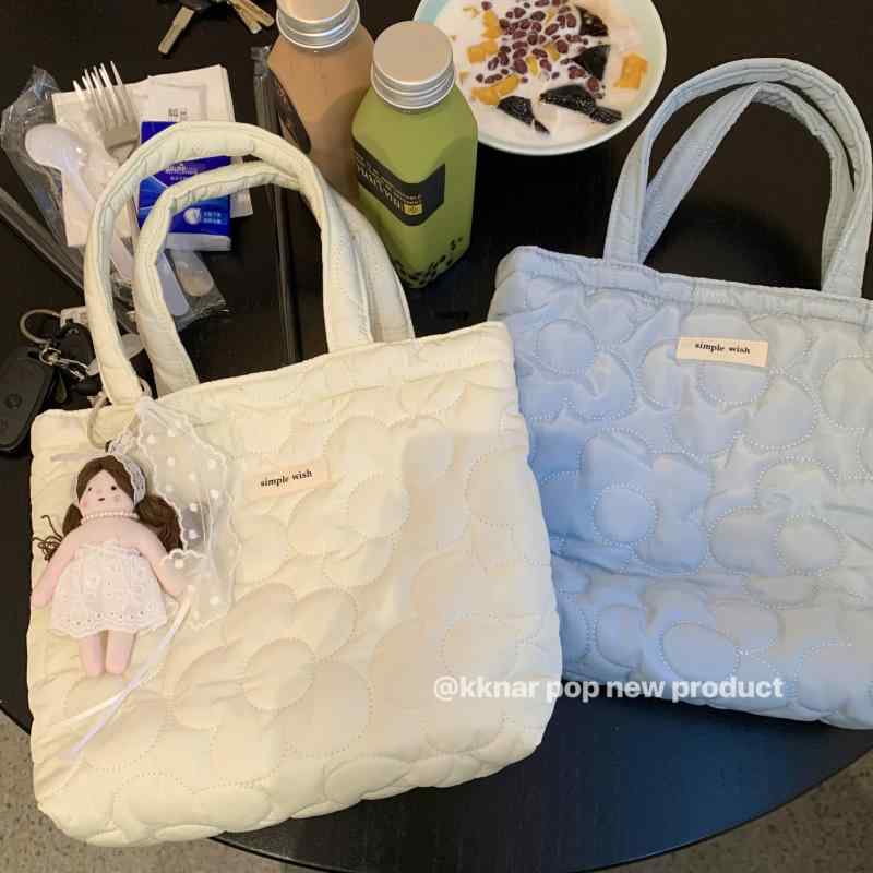 大容量 収納バッグ 防水バッグ 大きい袋 バッグ　トート　ハンド クラウド コットン キルティング ハン..