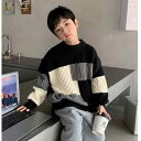 子ども服 ベビー服 赤ちゃん服 暖かい カワイイ おしゃれ 子供服 ニット セーター 秋冬 男の子 セーター おしゃれ中大 子供 ニット プルオーバー 丸 首 カラーマッチング クール ストリート ファッション トップス