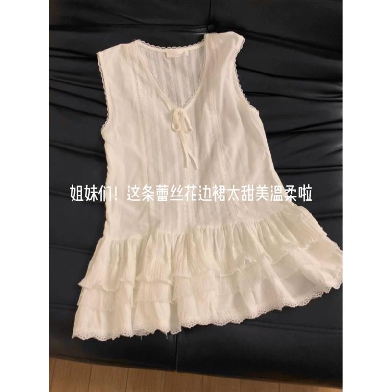 キャミワンピ 無地 ロング丈 ペチコート キャミソール　トップス　レディース なの 少女 レース ケーキ..