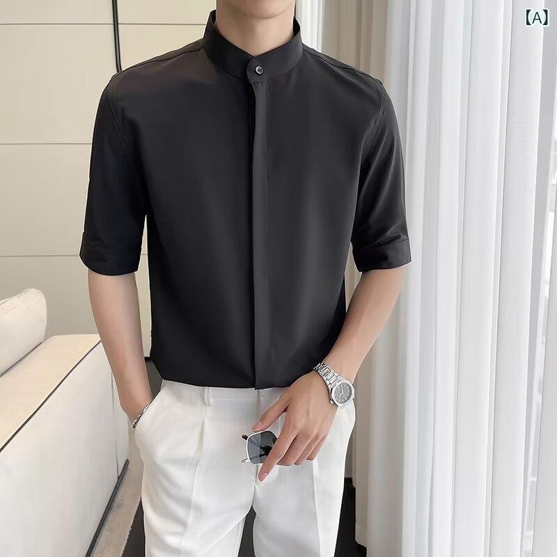 メンズ チェックシャツ カジュアルシャツ 半袖 おしゃれ 2024 復古 シャツ 男 夏服 風 学生の ゆったり 大衆 感の ある 男性 服 上着の 外 着(4)