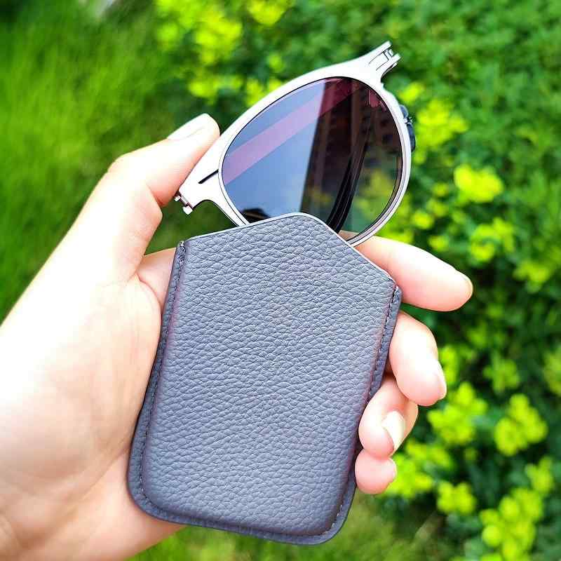 軽量 変色レンズ 調光 紫外線カット サングラス　めがね　スタイリッシュ 洗練の 薄くて 軽い サングラス おしゃれで 収納に 便利 折りたたみ アウトドア用 UV カット 丸 メガネ(4)