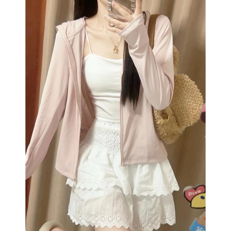 シースルー かわいい きれいめ 涼しい パーカー 薄手 カジュアル ピンクの ルース 日焼け防止 服 レディース 夏 2024 抗 UV 小柄 冷感 薄手 コー...