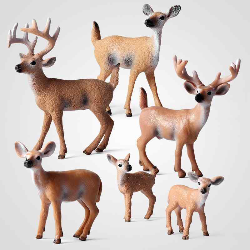 かわいい おしゃれ アクセサリー 贈り物 おもちゃ ホビー 動物 子供用 シミュレーション 野生の オジロジカ 動物 ヘラジカ シカ ソリッド オーナメントセッ...