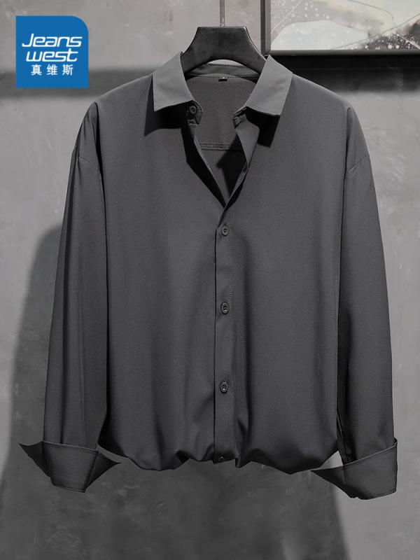 薄手 カジュアル トップス きれいめ かわいい Yシャツ　無地　シンプル Jeanswest 2025 シャツ メンズ 夏 薄手 冷感 高級 カジュアル ブラック インナー 長袖