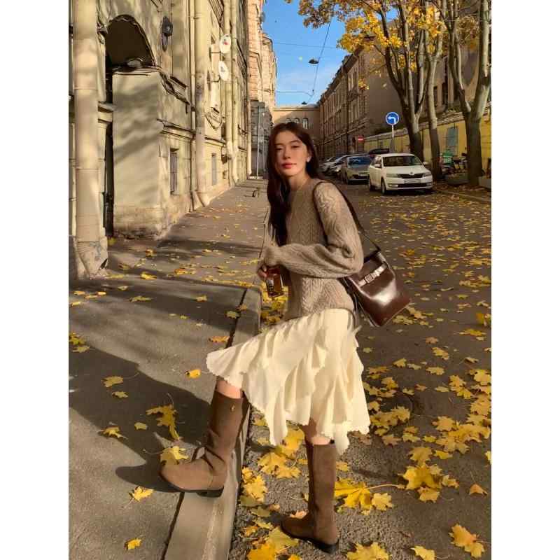 Aライン フレア レディース きれいめ 上品 レディース　スカート　ハイウエスト プス メデ 不規則 スカート 女性 2025 フリルレース パッチワークスカート