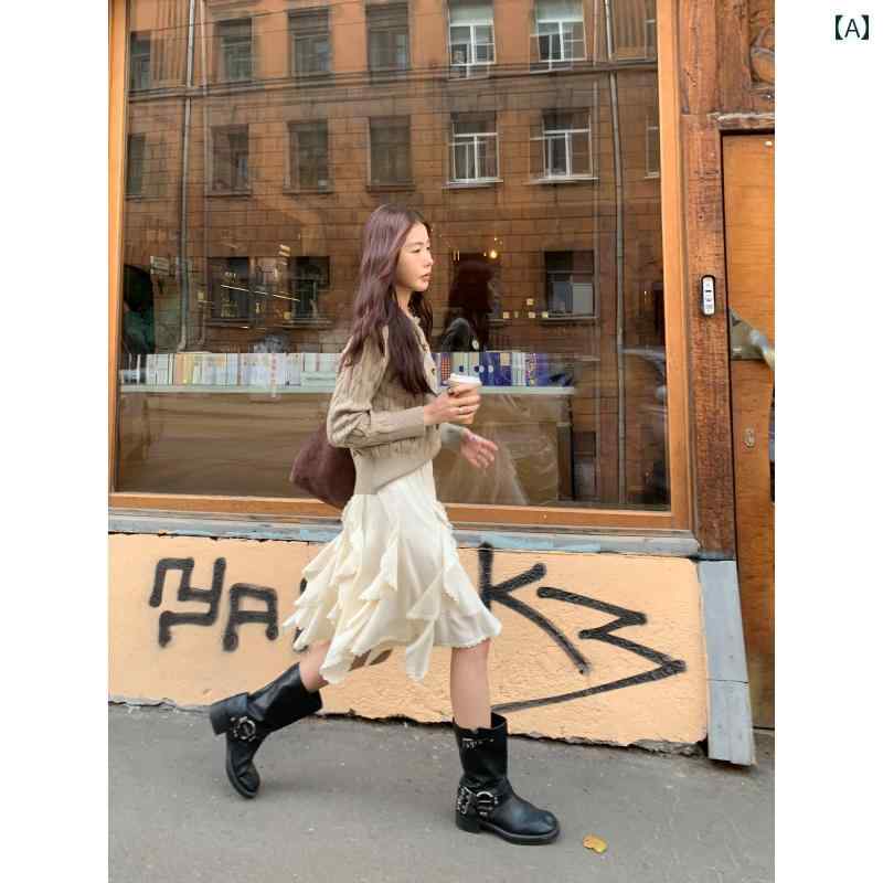 バランスケア　楽天市場店のAライン フレア レディース きれいめ 上品 レディース　スカート　ハイウエスト プス メデ 不規則 スカート 女性 2025 フリルレース パッチワークスカート｜アングル2