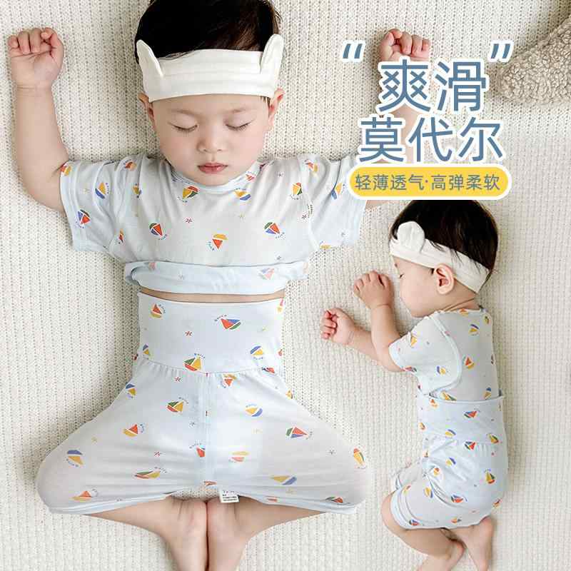 つなぎ 綿 かわいい カジュアル 赤ちゃん　パジャマ　ベビー服 1歳の 赤ちゃんの 冷感 パジャマ エアコン 付きの 部屋 ベビー 服 夏 薄手 スプリット モダール 夏服 通気性 腹 保護