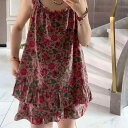 かわいい ルームウェア ゆったり 涼しい 半袖 半ズボン パジャマ レディース コットンリネン ネット スタイル ワイド ショルダーストラップ サスペンダー ショーツ パジャマ 夏 薄手 韓国 花柄 涼しげで 快適 ホームウェア ゆったり