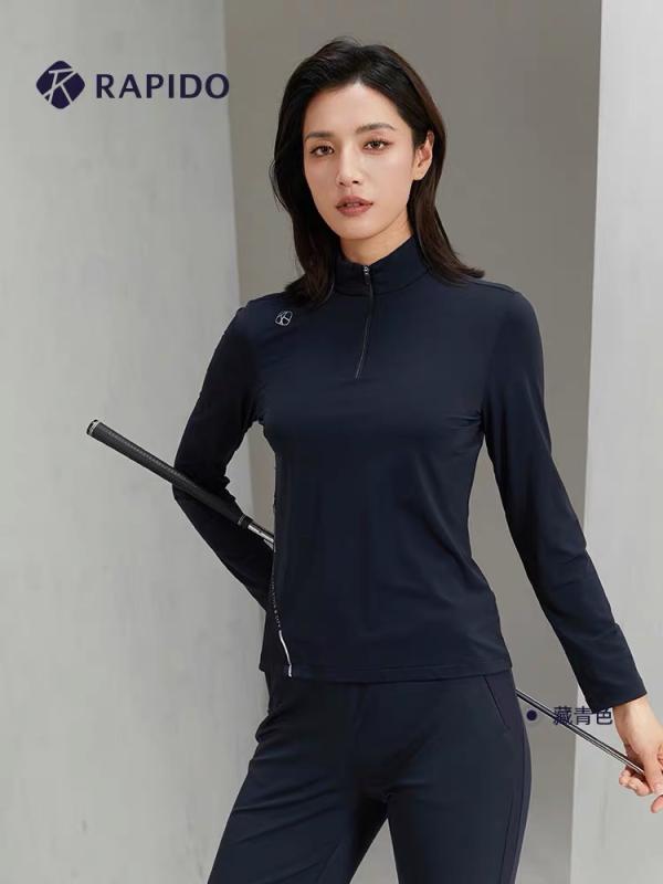 ダブルジッパー パーカー 長袖 スポーツウェア ジッパー　ジャケット　カジュアル RAPIDO 秋 レディース ハーフ ジップ スタンドカラー セーター ポロシャツ 長袖 Tシャツ CP 3741 L 02