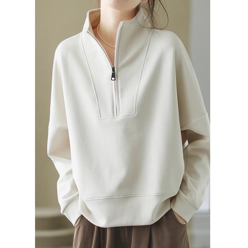 ダブルジッパー パーカー 長袖 スポーツウェア ジッパー　ジャケット　カジュアル の 尾の 商品 価格 秋冬 スタンドカラー ハーフ ジッパー セーター ジャケット スタイリッシュな 長袖 トップス 大きめ サイズレディース(4.0)