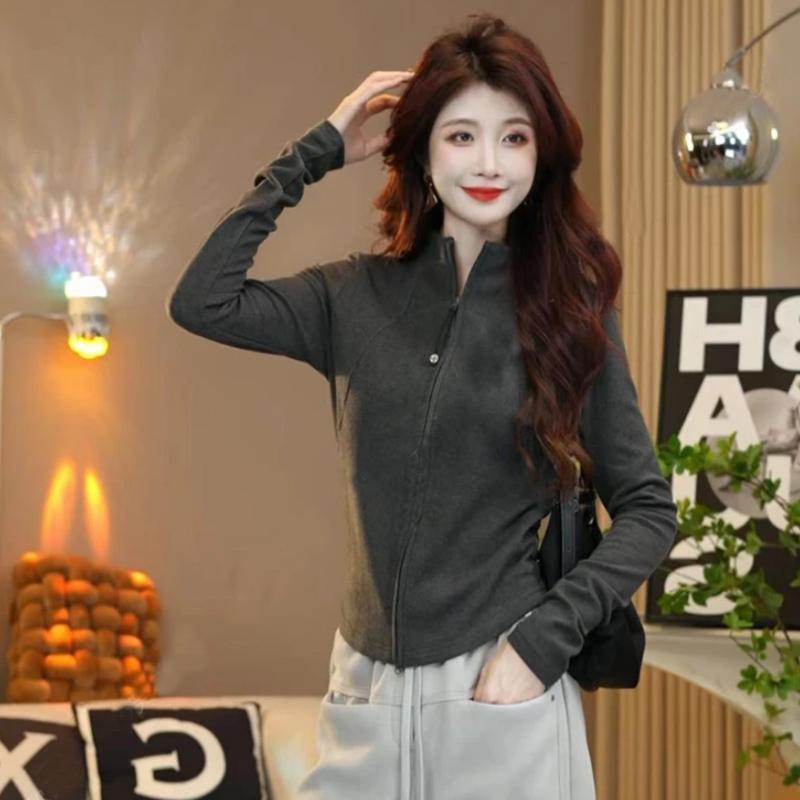 トレーナー フードなし ダブルジッパー フリース　トップス　ジッパー の 商品 スタンドカラー ダブル ..