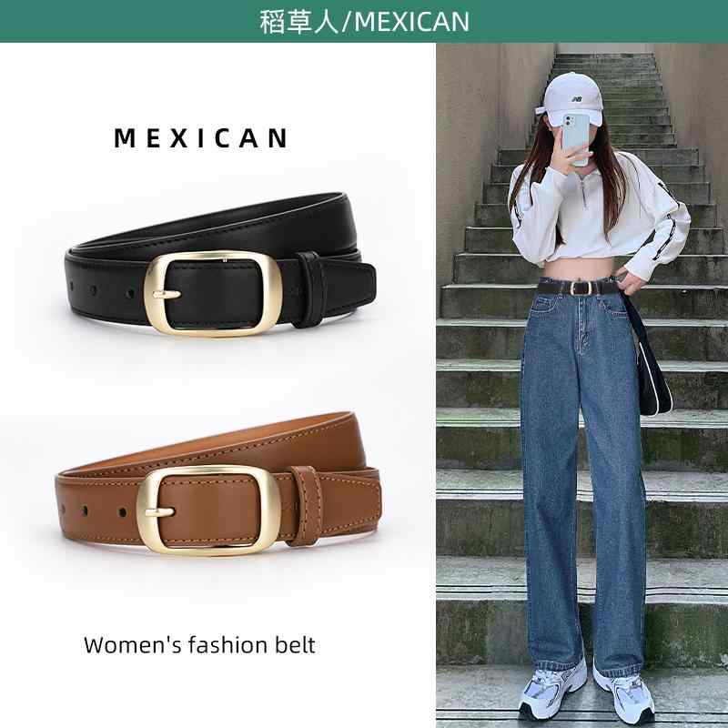 シンプル 無地 おしゃれ レディース　ベルト　カジュアル かかし ベルト レディース 装飾 ピン バックルベルト ジーンズ 黒 ベルト新 スタイル