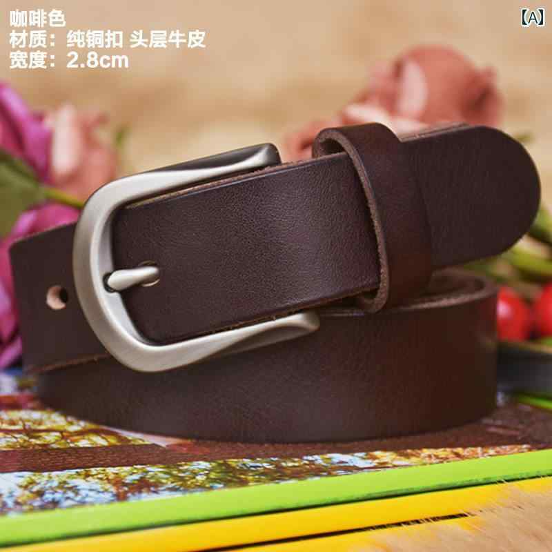 レザーベルト レザー オシャレ レディースレザー ベルト 革第一層 牛革 レディース 薄型 レトロ シンプル カジュアル 韓国 ジーンズ