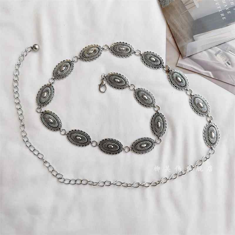 シンプル 無地 おしゃれ カジュアル レディース　ベルト　カジュアル シルバー ウエスト チェーン セン..