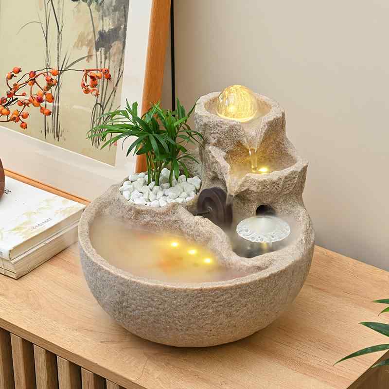 インテリア 置物 おしゃれ 和風 　雑貨　装飾品　 軽い 高級 水の 装飾品 循環 水 リビング ルーム オフィス 風 ホイール お 金儲け デスク トップ 岩山 噴水 モダン 幸運