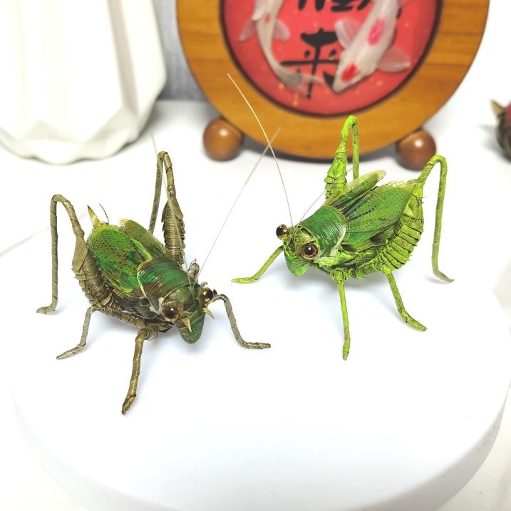 インテリア 置物 おしゃれ 和風 雑貨 装飾品 中国 無形 文化 遺産の ヤシ 編み手 な 手編みの キリギリスの 完成 装飾品 家庭 装飾 ギフト