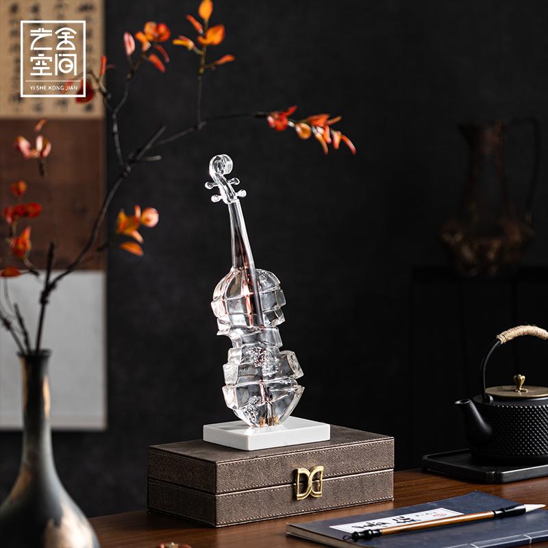 雑貨 装飾品 高級 透明 バイオリン アート 彫刻 リビング ルーム ポーチ オフィス モダン 楽器 装飾