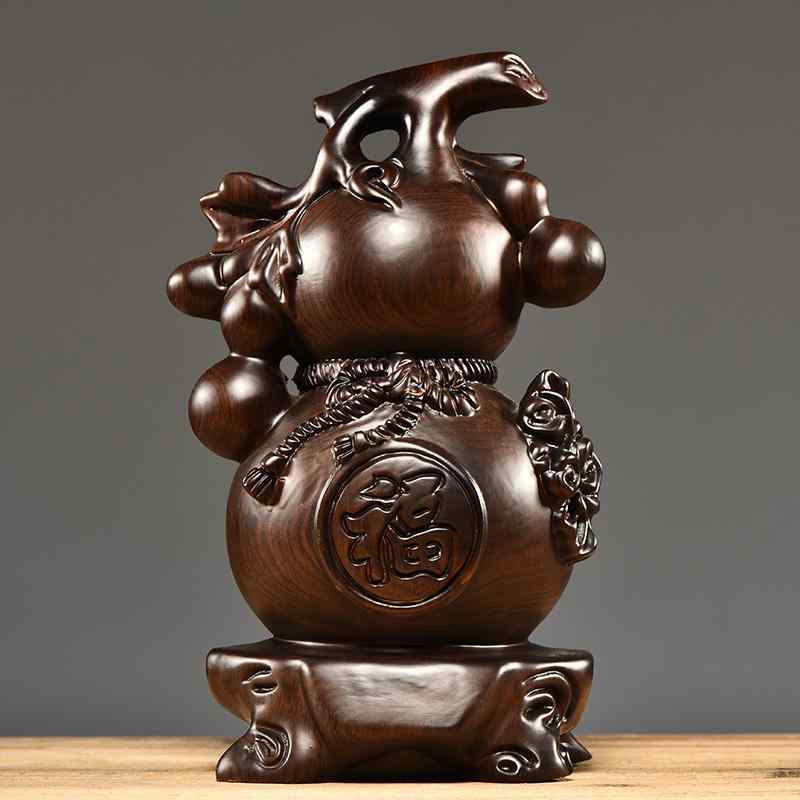 オブジェ 置物 おしゃれ 和モダン ホビー 雑貨 装飾品 黒檀の 無垢材 彫刻 ひょうたん 飾り リビング ルーム ホーム オフィス デスク トップ 装飾 ポ...