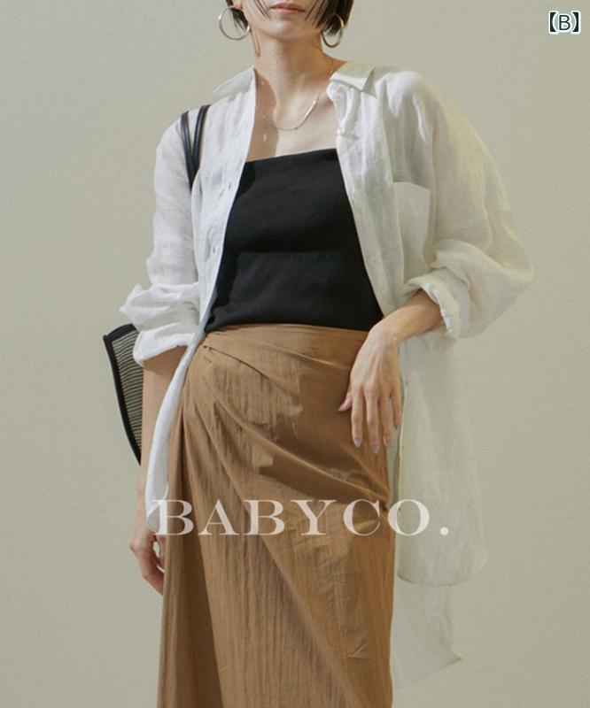 コットンリネン 着心地 柔らかい 無地 大人 レディース　　シャツ　トップス の な フランスの レトロ 文学的な ゆったり ミドル 丈の コットンと リネンの ピンクの シャツ