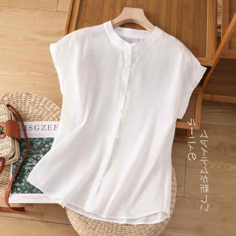 綿麻 着痩せ 体型カバー カジュアル 　レディース　シャツ　トップス 夏の 女性用 コットンリネン シャ..