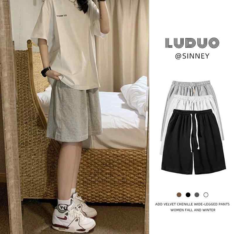 美脚 美尻 おしゃれ 　ショート　ハーフ　パンツ　 アメリカ製 綿 スポーツ ショーツ レディース 夏 ストレート グレー カジュアル ミドル 丈 パンツ イン ワイド レッグ 5点