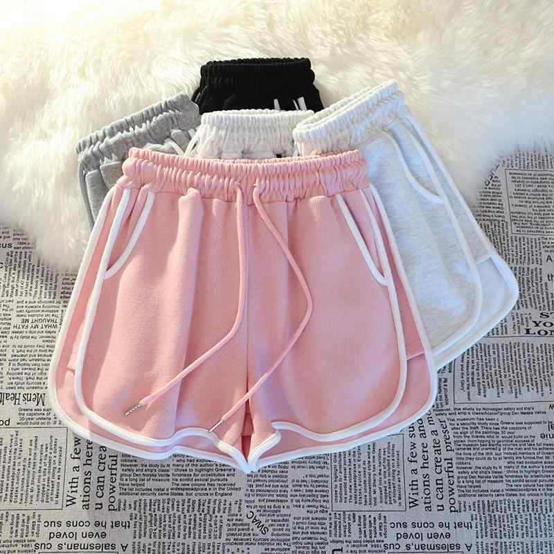 短パン 無地 おしゃれ 　ショートパンツ　ハーフパンツ 韓国 服装 夏の 女性用 ピンクの カジュアル ス..