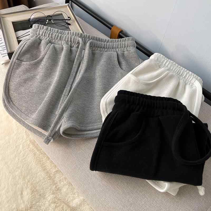短パン 無地 おしゃれ ハイウエスト 　ショートパンツ　ハーフパンツ スポーツ カ...