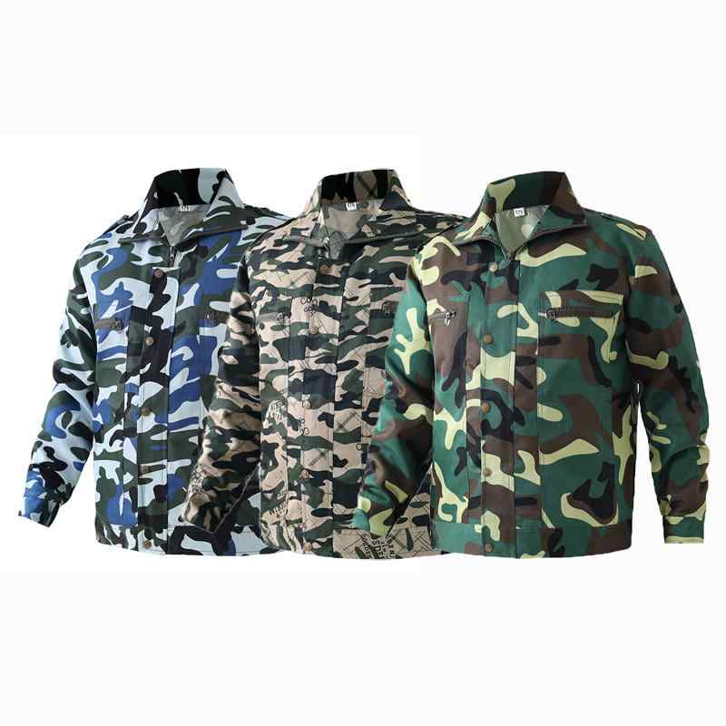 耐摩耗 汚れ 防止 作業 男女兼用の 長袖 迷彩 コート 作業着 防汚 作業服 迷彩 作業服 迷彩 春秋 男女 迷彩 シングル トップ スーツ 労働 保護 作業...